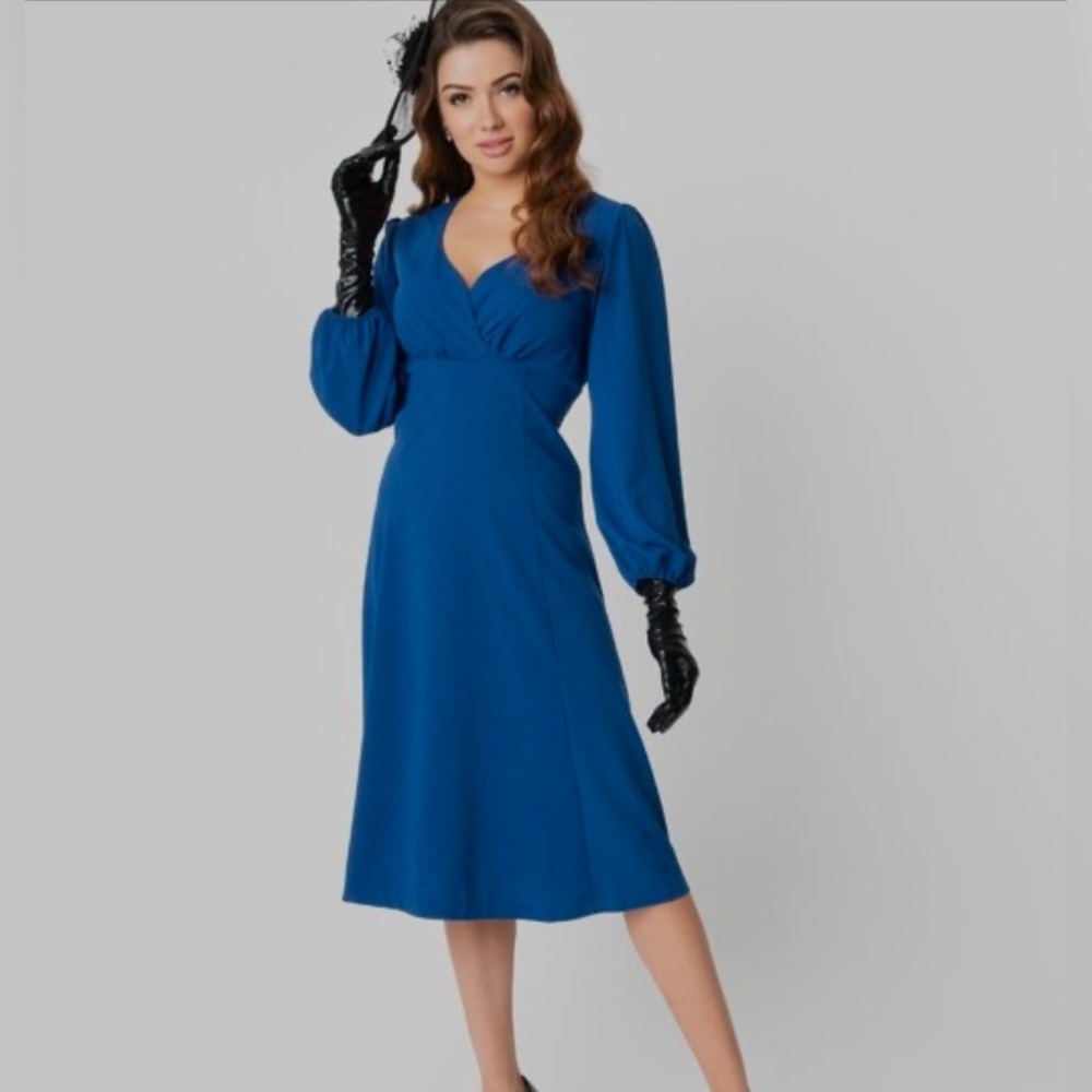 Royal Blue A-Line Cocktail Dress- Micheline Pitt for Unique Vintage